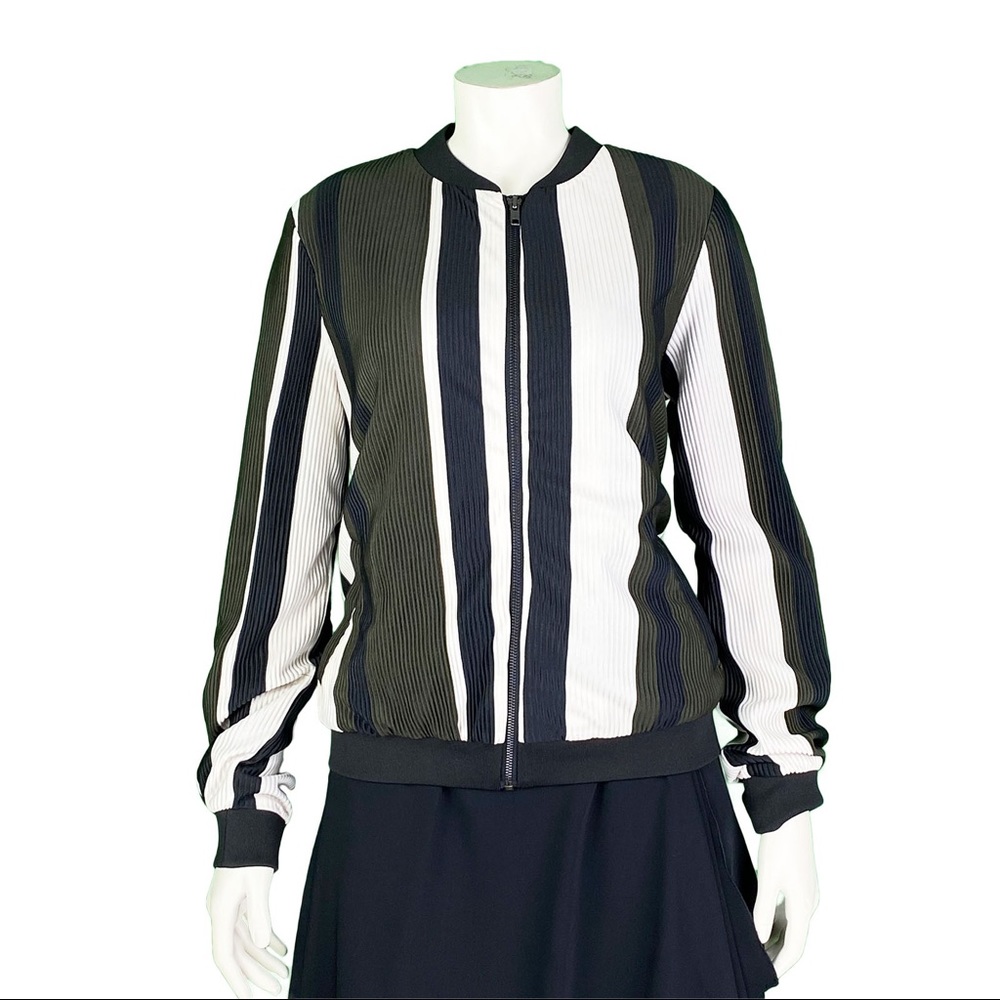 MINIMUM "Inge" Striped Bomber Jacket w/ Tags, Black, Size M
